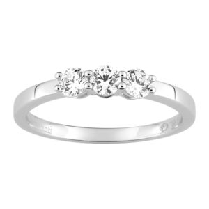 Bague trilogie Or Blanc diamants synthétiques 0,45 ct