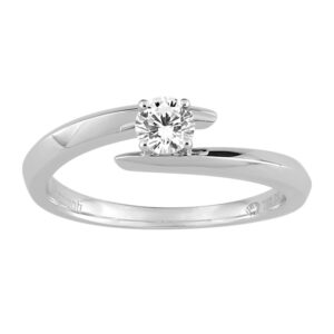 Bague solitaire Or Blanc diamant synthétique 0,30 ct
