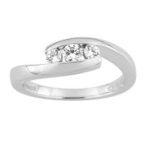 Bague trilogie Or Blanc diamants synthétiques 0,30 ct